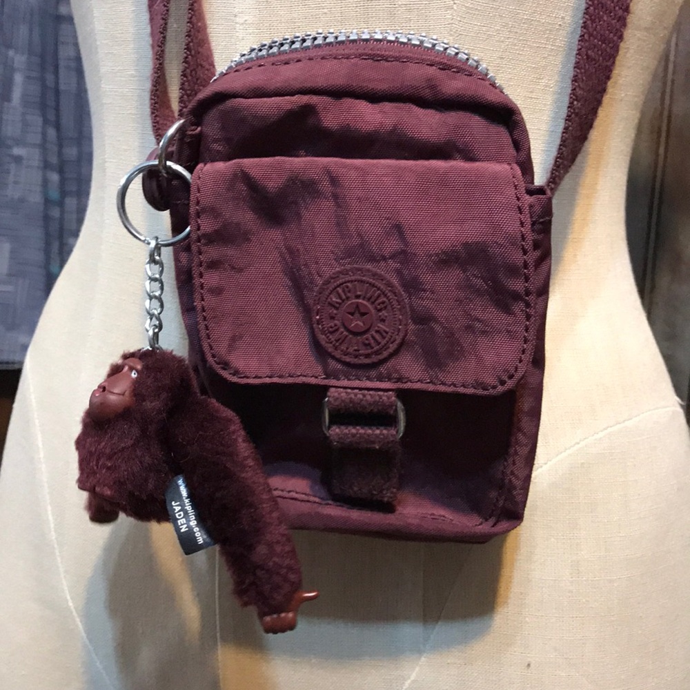 Kipling Maroon Small Crossbody Pouch/Wallet